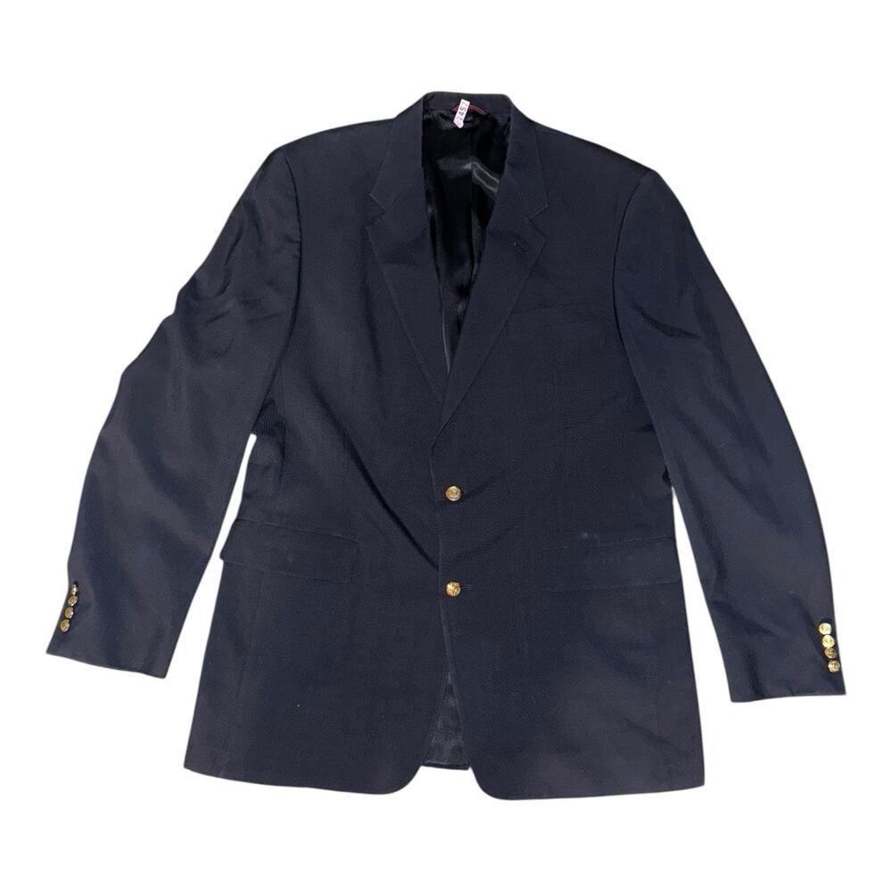 Hart Schaffner Marx Blazer Men's 44XL Navy Blue Gold Button Sport Coat Jacket